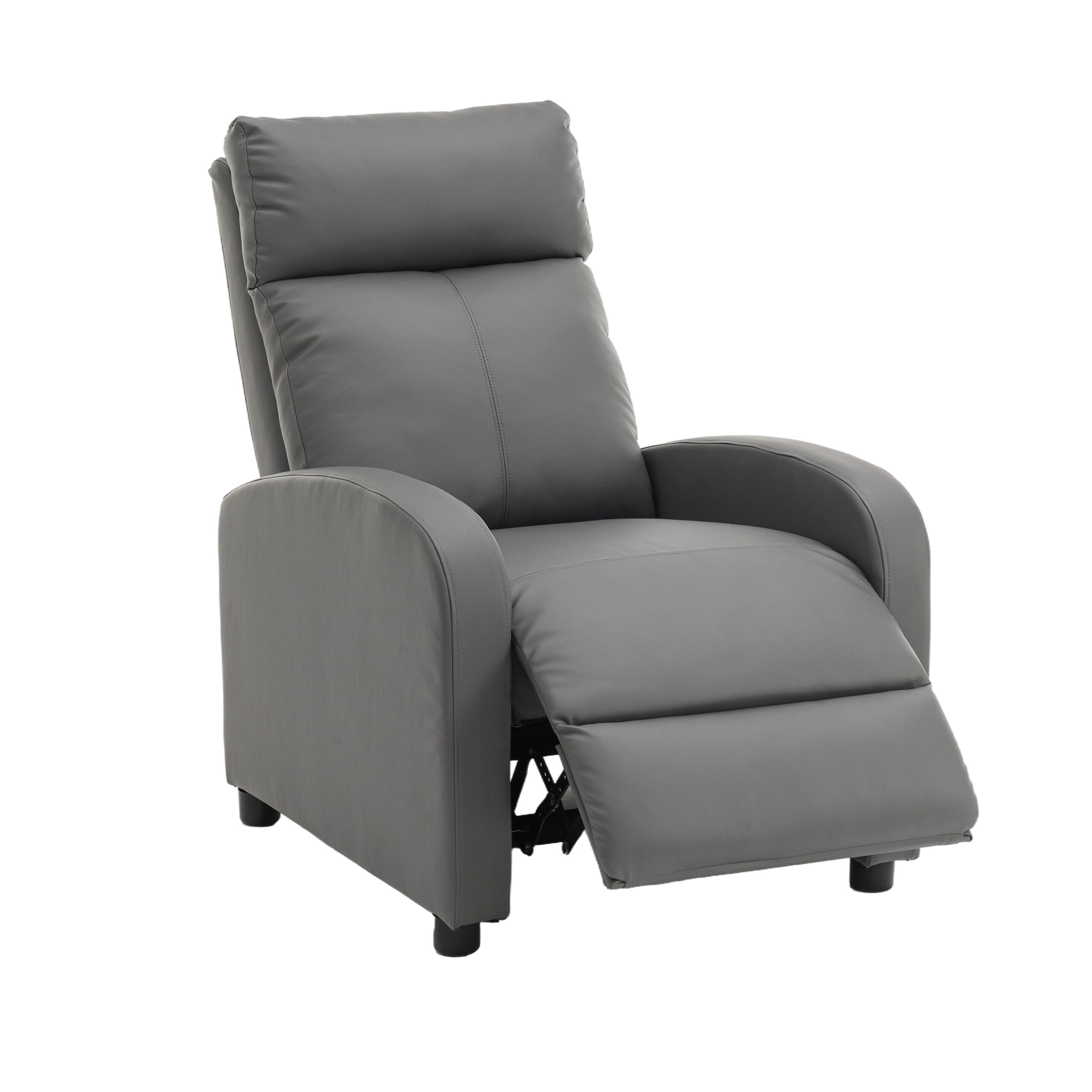 Fotoliu Recliner din Piele Ecologică Fotoliu Recliner din Piele Ecologică, Spatar Rabatabil si Suport Picioare Extensibil, Gri - imagine 1