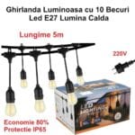 Ghirlanda 5M 10 Becuri LED Lumina Calda - imagine 2