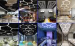 Set 5 Hexagoane LED Honeycomb 200W Tuburi 440mm 3 Trepte Lumina - imagine 4
