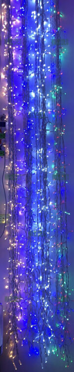 Instalatie LED Perdea Turturi 3x3m Exterior Flash Fir Gros Alb Cauciucat - imagine 2