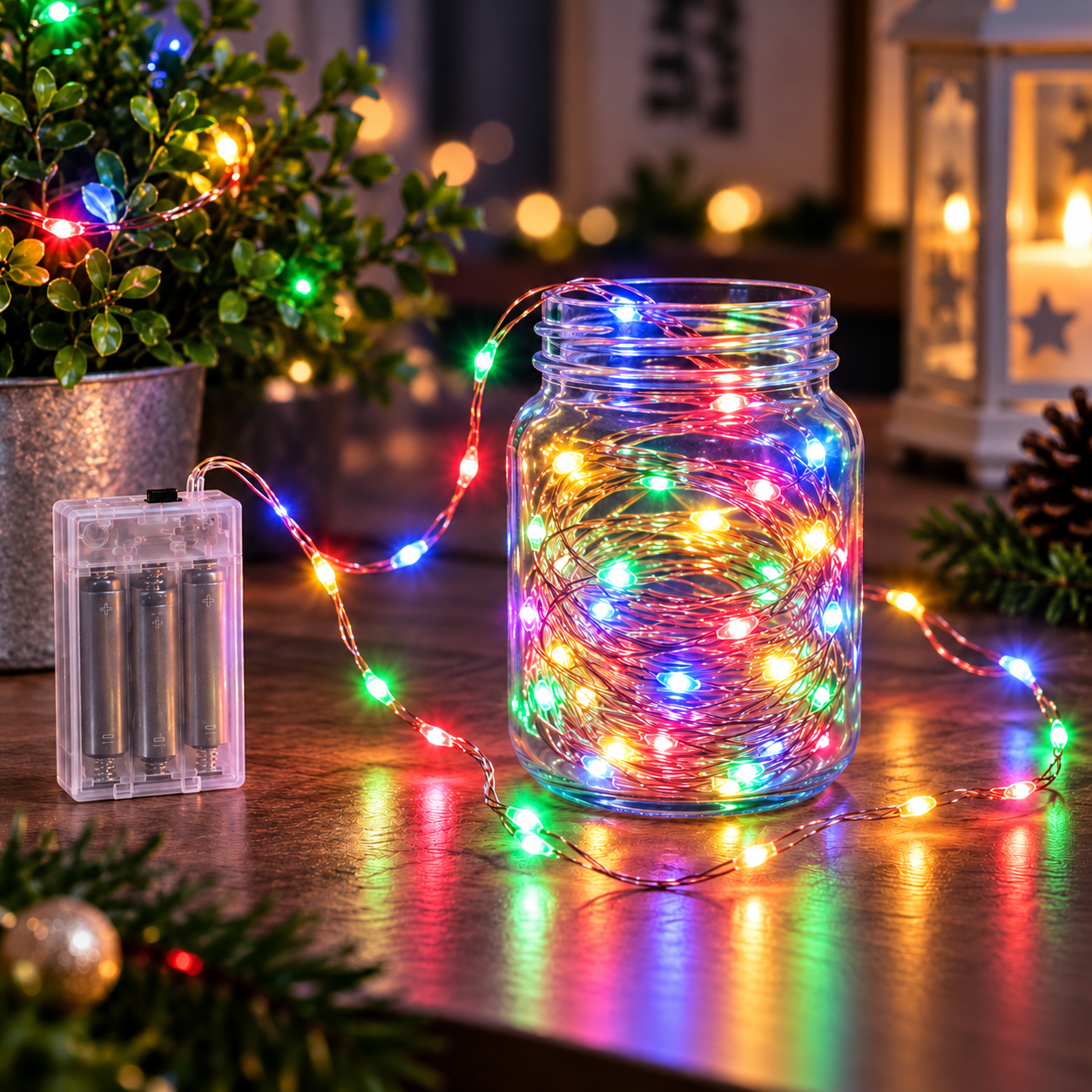 Instalatie LED 50 Miniled-uri 1 Fir Cupru 5m cu Baterii 11 Instalatie LED 50 Miniled-uri 1 Fir Cupru 5m cu Baterii - imagine 11