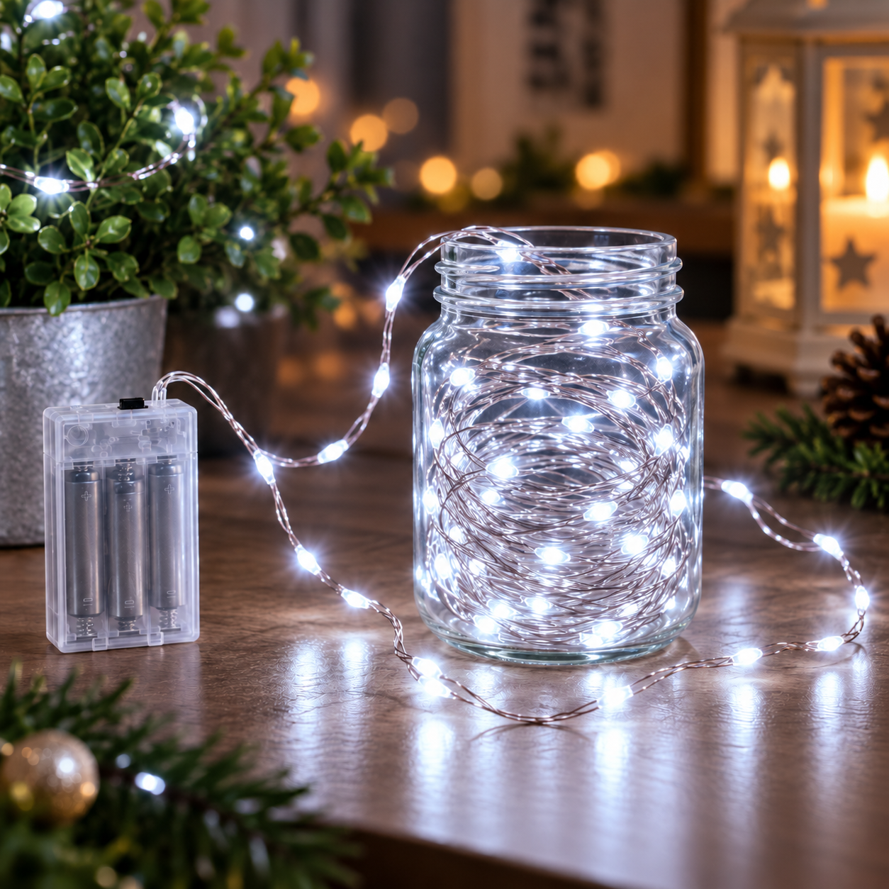 Instalatie LED 50 Miniled-uri 1 Fir Cupru 5m cu Baterii 12 Instalatie LED 50 Miniled-uri 1 Fir Cupru 5m cu Baterii - imagine 12