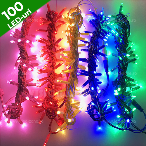 Instalatie Pom Craciun 100 LED-uri Exterior Fir Cauciucat si Colorat Instalație Brad 100 LED