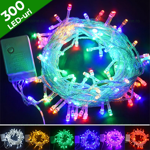 Instalatie Pom Craciun 300 LED-uri Diverse Culori Fir Transparent Instalație Brad 300 LED Multicolor Fir Transparent