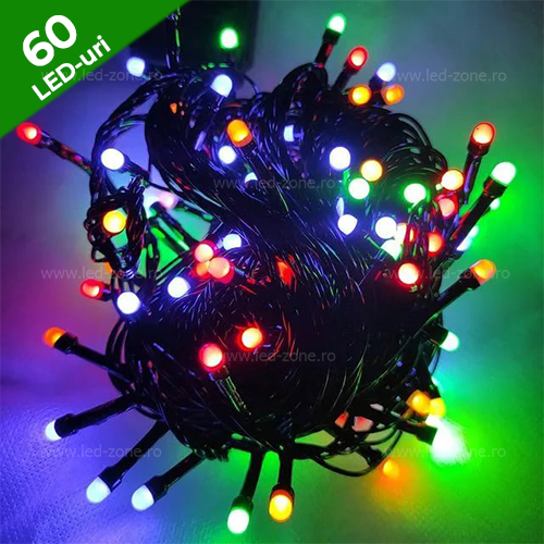 Instalatie Pom Craciun 60 LED-uri 8mm Fir Negru Instalație Brad 60 LED Fir Negru