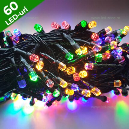 Instalație Brad 60 LED Fir Negru