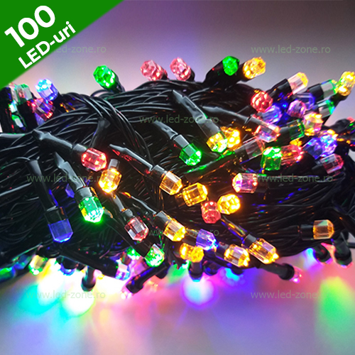 Instalatie Pom Craciun 100 LED-uri 8mm Diamant Fir Negru Instalație Brad 100 LED Fir Negru