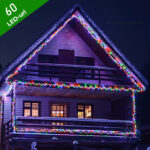 Instalație Brad 60 LED Multicolor Fir Negru
