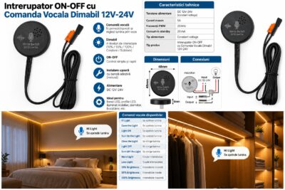 Intrerupator ON-OFF cu Comanda Vocala Dimabil 12V-24V