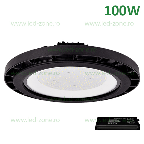 Lampa LED Iluminat Industrial 100W UFO Negru GENEVA Emergenta Lampa LED Iluminat Industrial 100W UFO Negru GENEVA Emergenta - imagine 1