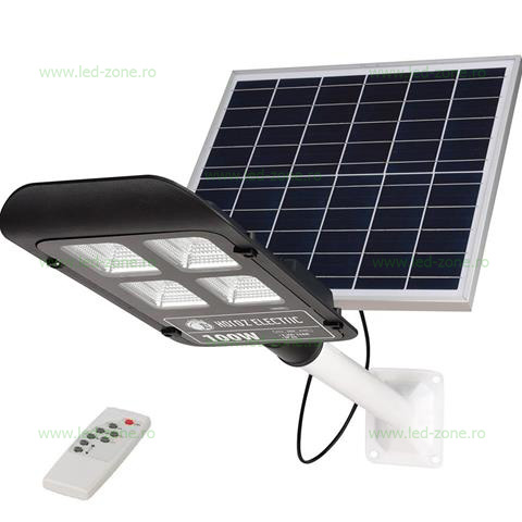 Lampa LED Iluminat Stradal 100W Solara cu Suport si Telecomanda Lampa LED Iluminat Stradal 100W Solara cu Suport si Telecomanda - imagine 1