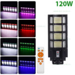 Lampa LED Iluminat Stradal 120W Solara cu RGB Senzor Miscare si Telecomanda