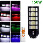 Lampa LED Iluminat Stradal 150W Solara cu RGB Senzor Miscare si Telecomanda