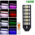 Lampa LED Iluminat Stradal 180W Solara cu RGB Senzor Miscare si Telecomanda