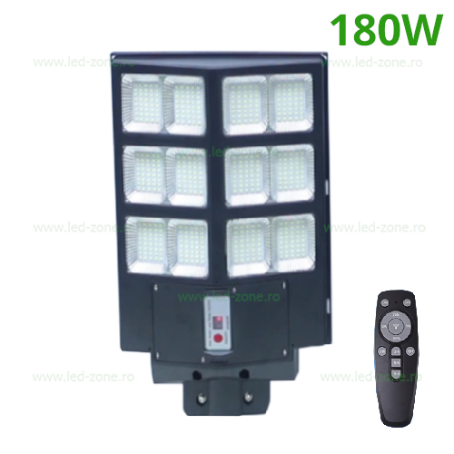 Lampa LED Iluminat Stradal 180W Solara cu Senzor Miscare si Telecomanda LZ01 Lampa LED Iluminat Stradal 180W Solara cu Senzor Miscare si Telecomanda LZ01 - imagine 1