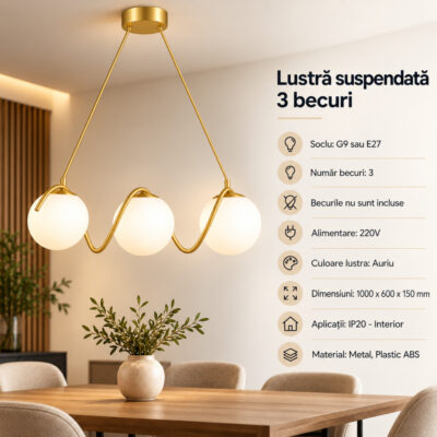 Lustra 3 Socluri Aurie LZ165-3