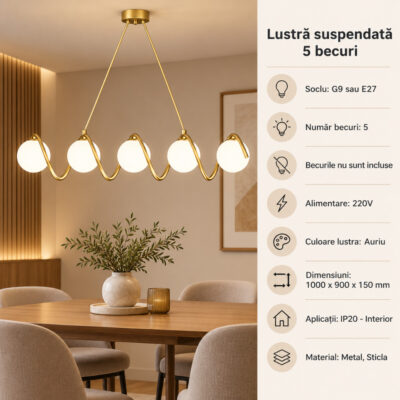 Lustra 5 Socluri Aurie LZ165-5