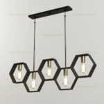 Lustra 5 Socluri Vintage E27 Hexagon Liniara LZ4362