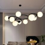 Lustra 9 Socluri E27 Negru/Alb LZ6805-9