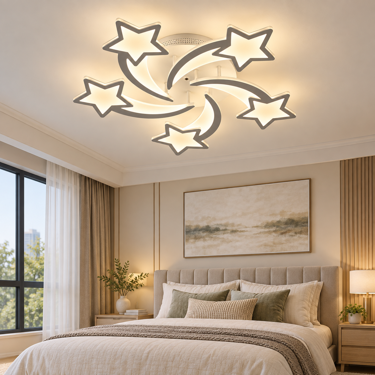 Lustra LED 100W 3 Functii Dimabila cu Telecomanda LZ3316-5 1 Lustra LED 100W 3 Functii Dimabila cu Telecomanda LZ3316-5
