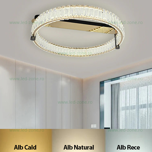 Lustra LED 128W 3 Functii Dimabila cu Telecomanda Cristal LZR9048-600 Lustra LED 128W 3 Functii Dimabila cu Telecomanda Cristal LZR9048-600 - imagine 1