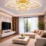 Lustra LED 130W Aurie 3 Functii Dimabila cu Telecomanda LZ9181/4+1