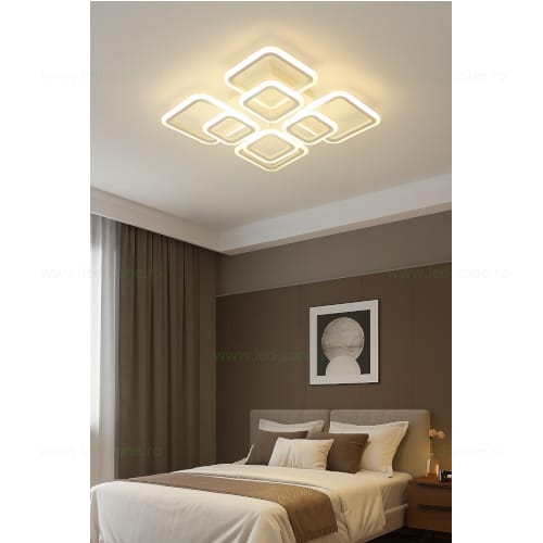 Lustra LED 144W 3 Functii Dimabila Alba cu Telecomanda LZ5106A/4+4 Lustra LED 144W 3 Functii Dimabila Alba cu Telecomanda LZ5106A/4+4 - imagine 1
