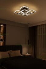 Lustra LED 144W 3 Functii Dimabila Neagra cu Telecomanda LZ5106A/4+4 - imagine 2