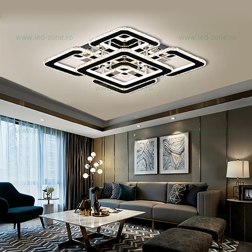 Lustra LED 170W 3 Functii Dimabila cu Telecomanda Cristal LZ2955-4+1 Lustra LED 170W 3 Functii Dimabila cu Telecomanda Cristal LZ2955-4+1 - imagine 1