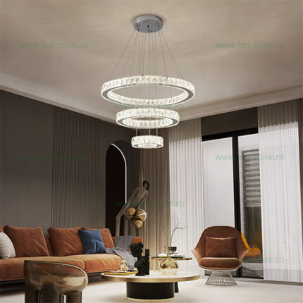 Lustra LED 184W Dimabila 3 Functii cu Telecomanda Cristal LZ9050-600