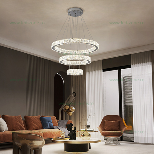 Lustra LED 184W Dimabila 3 Functii cu Telecomanda Cristal LZ9050-600 Lustra LED 184W Dimabila 3 Functii cu Telecomanda Cristal LZ9050-600 - imagine 1