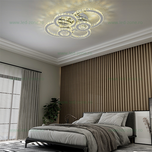 Lustra LED 192W 3 Functii Dimabila cu Telecomanda Cristal LZ8080-3+3 Lustra LED 192W 3 Functii Dimabila cu Telecomanda Cristal LZ8080-3+3 - imagine 1