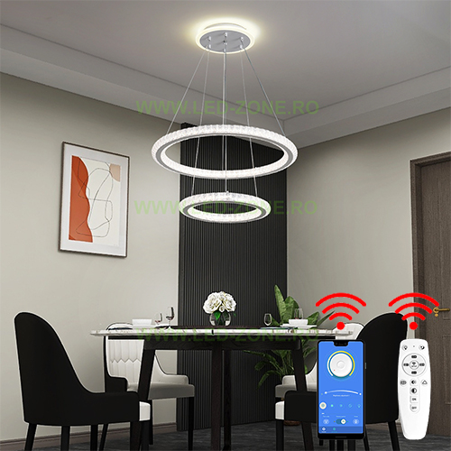 Lustra LED 196W 3 Functii Dimabila cu Telecomanda Cristal LZ5960-500 Lustra LED 196W 3 Functii Dimabila cu Telecomanda Cristal LZ5960-500 - imagine 1