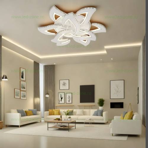 Lustra LED 135W 3 Functii RGB Smart Dimabila cu Telecomanda Cristal LZ7316-6+3 Lustra LED 135W 3 Functii RGB Smart Dimabila cu Telecomanda Cristal LZ7316-6+3 - imagine 1