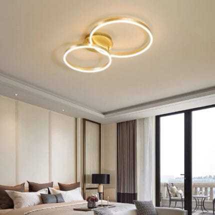 Lustra LED 40W Dimabila 3 Functii Aurie cu Telecomanda LZ9091-2