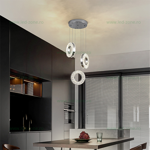 Lustra LED 48W 3 Functii Dimabila cu Telecomanda Cristal LZ7270-3Y Lustra LED 48W 3 Functii Dimabila cu Telecomanda Cristal LZ7270-3Y - imagine 1