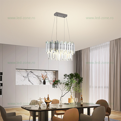 Lustra LED 52W 3 Functii cu Telecomanda Cristal LZ6431-600-300 Lustra LED 52W 3 Functii cu Telecomanda Cristal LZ6431-600-300 - imagine 1