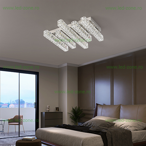 Lustra LED 60W Dimabila 3 Functii cu Telecomanda Cristal LZ1103-5 Lustra LED 60W Dimabila 3 Functii cu Telecomanda Cristal LZ1103-5 - imagine 1