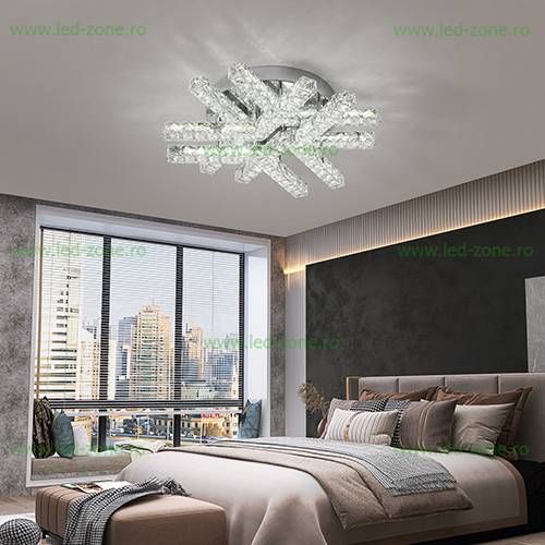 Lustra LED 84W Dimabila 3 Functii cu Telecomanda Cristal LZ1105-6 Lustra LED 84W Dimabila 3 Functii cu Telecomanda Cristal LZ1105-6 - imagine 1
