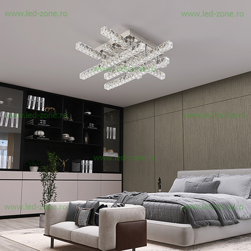 Lustra LED 96W Dimabila 3 Functii cu Telecomanda Cristal LZ1106-6 Lustra LED 96W Dimabila 3 Functii cu Telecomanda Cristal LZ1106-6 - imagine 1