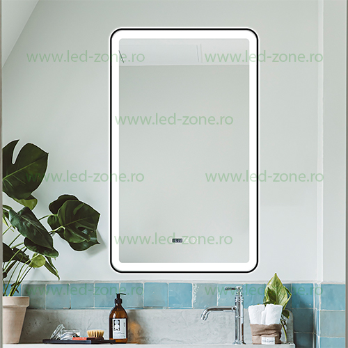 Oglinda Baie LED 60x100cm Touch Ceas Dezaburire LZJ138 Oglinda Baie LED 60x100cm Touch Ceas Dezaburire LZJ138 - imagine 1