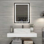 Oglinda Baie LED 60x80cm 2 Functii Touch Ceas Dezaburire LZJ09-1 - imagine 2