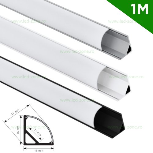 Profil Aluminiu Aplicat 90 Grade Dispersor Mat 1M 11MM LZ9894 Profil Aluminiu Aplicat 90 Grade Dispersor Mat 1M 11MM LZ9894 - imagine 1