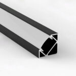 Profil Aluminiu Aplicat Negru 90 Grade Dispersor Alb 2M 12.5MM