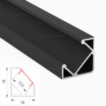 Profil Aluminiu Aplicat Negru 90 Grade Dispersor Alb 2M 12.5MM - imagine 2