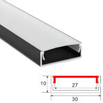 Profil Aluminiu Aplicat Negru Dispersor Alb 2M 27MM - imagine 2