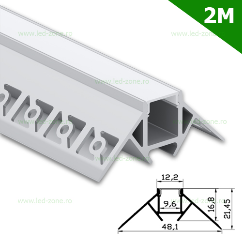 Profil Aluminiu Incastrat Sub Tencuiala 2M Colt Exterior 9.6MM LZ7354 Profil Aluminiu Incastrat Sub Tencuiala 2M Colt Exterior 9.6MM LZ7354 - imagine 1