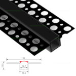 Profil Aluminiu Incastrat Sub Tencuiala Negru Dispersor Negru 2M 12.7MM - imagine 2