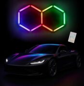 set 2 hexagoane led honeycomb rgb digital tuburi 440mm