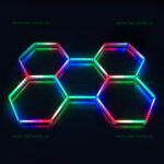 Set 5 Hexagoane LED Honeycomb RGBW Digitale Tuburi 440mm - imagine 7